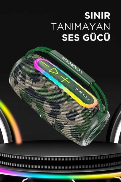 Torima BOOMBOX680 Yeşil Kamuflaj IPX6 Kablosuz 30W Bluetooth Hoparlör Speaker - Resim 4