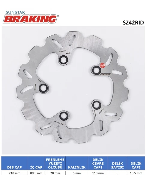 DALGALI ARKA FREN DİSKİ SZ42RID ürün görseli