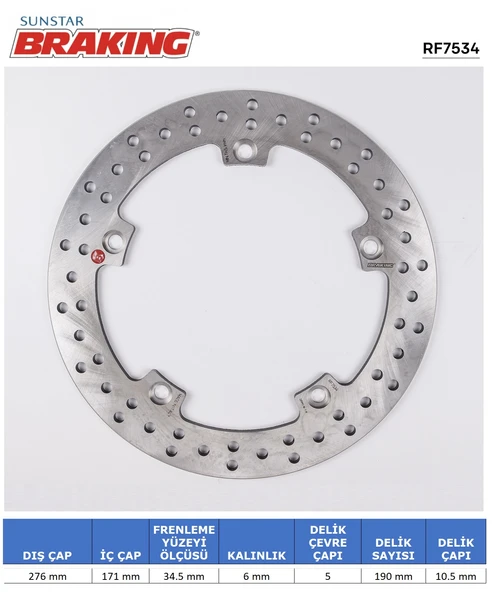 HONDA VFR 1200 F X CROSSTOURER YUVARLAK ARKA FREN DİSKİ 2010-2016 ürün görseli