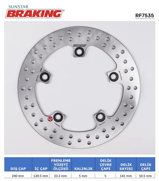 SUZUKI YUVARLAK ARKA FREN DİSKİ SUZUKI GSX-S 750cc 2017-2021 ürün görseli