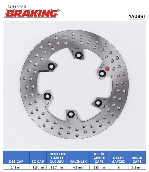 DUCATI YAMAHA YUVARLAK ARKA FREN DİSKİ YAMAHA YZF R1 1000cc 1998-2024 ürün görseli