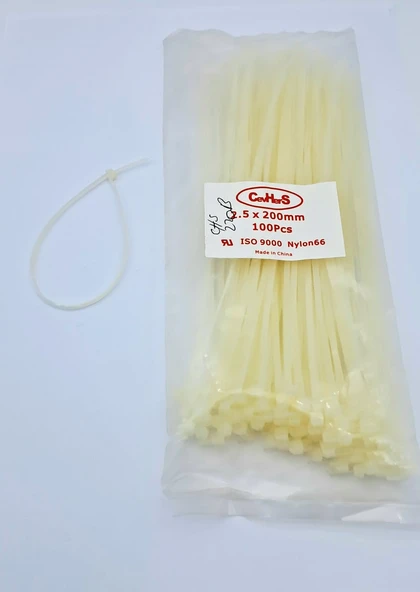 CIRT 2,5 MM X 200MM KABLO BAĞI İTHAL BEYAZ 1 PAKET = 100 ADET UNIVERSAL cc - 1