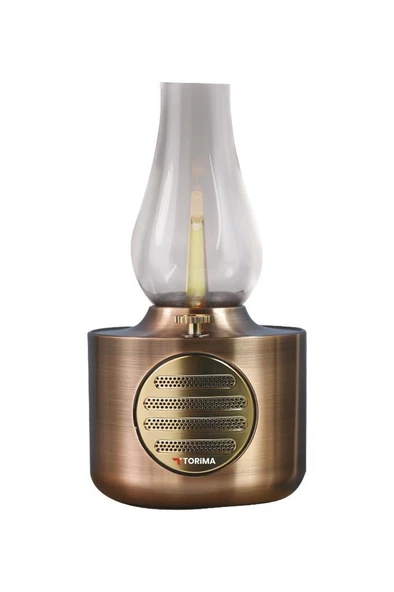 Torima D53 Bakır Vintage Gaz Lambası Taşınabilir Bluetooth Speaker Ayarlanabilir Işıklı USB Şarjlı - 6