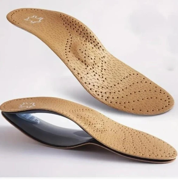 İçe Basma ,Düz Ve Çukur Tabanlar İçin Hakiki Deri Ortopedik Tabanlık- Naturel