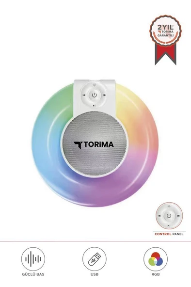 Torima D65 Beyaz RGB Işıklı Kablosuz Bluetooth Hoparlör ürün görseli