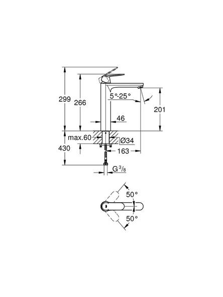Grohe Eurocosmo Tek Kumandalı Lavabo Bataryası XL - Resim 4