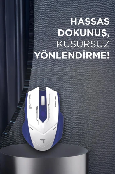 Torima TM-20 Beyaz-Mavi Çift Modlu Kablosuz Oyuncu Mouse Fare - Resim 2