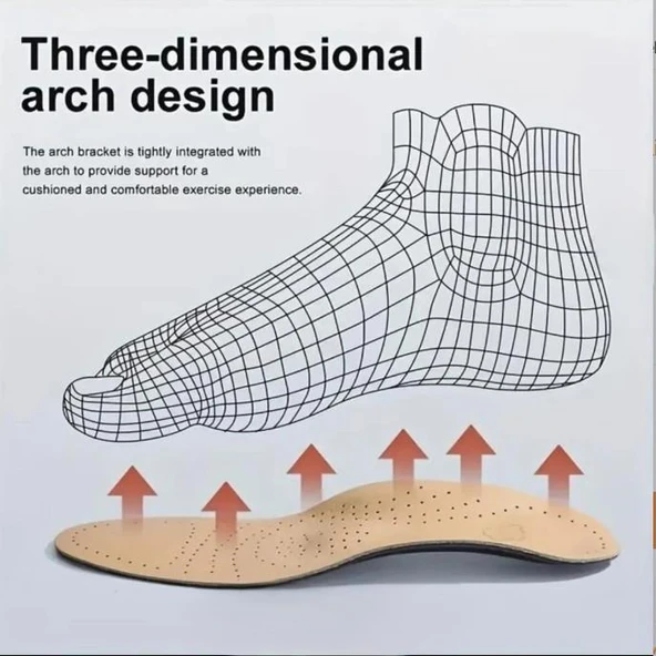 İçe Basma ,Düz Ve Çukur Tabanlar İçin Hakiki Deri Ortopedik Tabanlık- Naturel - 3