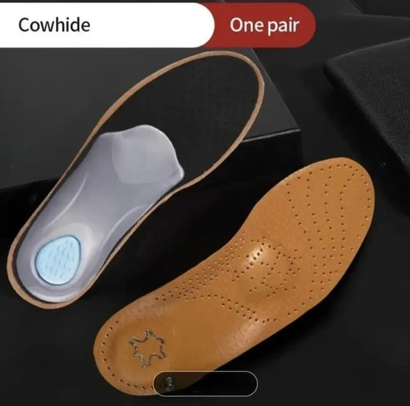 İçe Basma ,Düz Ve Çukur Tabanlar İçin Hakiki Deri Ortopedik Tabanlık- Naturel - 2