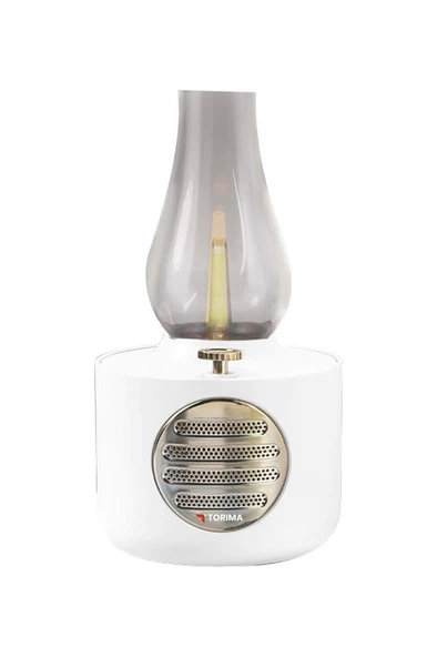 Torima D53 Beyaz Vintage Gaz Lambası Taşınabilir Bluetooth Speaker Ayarlanabilir Işıklı USB Şarjlı - Resim 5