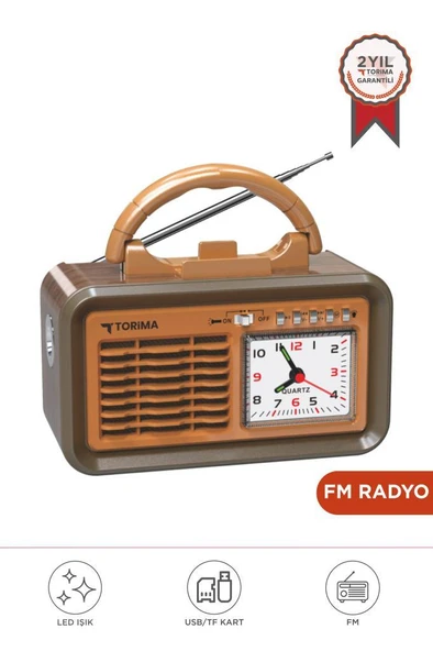 Torima D60 Kahverengi Nostalji Radyo Kablosuz Bluetooth Hoparlör - 1