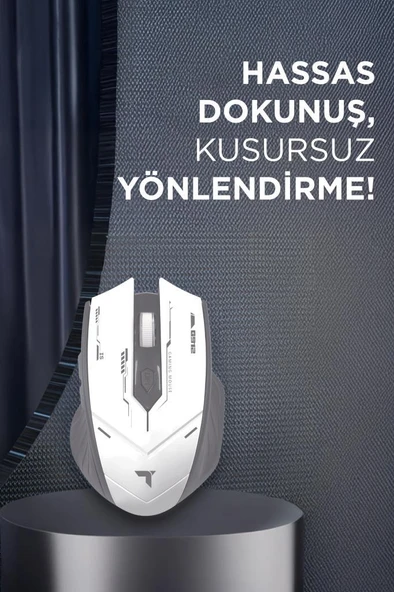 Torima TM-20 Beyaz-Gri Çift Modlu Kablosuz Oyuncu Mouse Fare - Resim 2