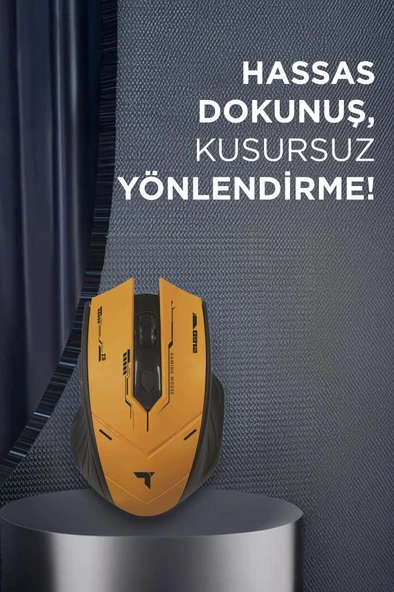 Torima TM-20 Siyah-Sarı Çift Modlu Kablosuz Oyuncu Mouse Fare - Resim 2