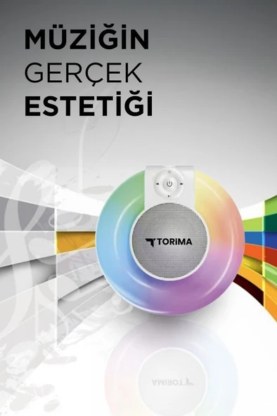 Torima D65 Beyaz RGB Işıklı Kablosuz Bluetooth Hoparlör - Resim 4