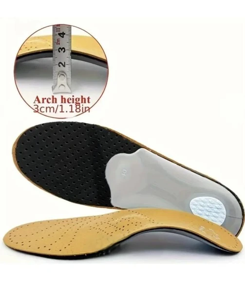 İçe Basma ,Düz Ve Çukur Tabanlar İçin Hakiki Deri Ortopedik Tabanlık- Naturel - 3