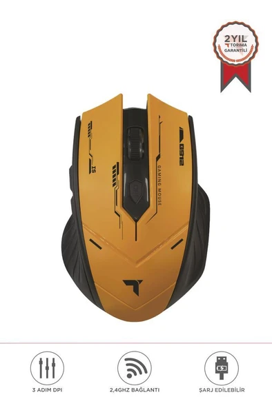 Torima TM-20 Siyah-Sarı Çift Modlu Kablosuz Oyuncu Mouse Fare ürün görseli