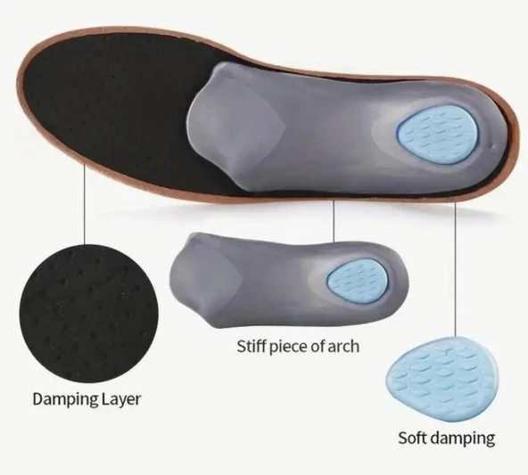 İçe Basma ,Düz Ve Çukur Tabanlar İçin Hakiki Deri Ortopedik Tabanlık- Naturel - 6