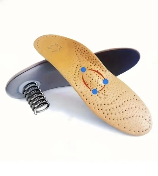 İçe Basma ,Düz Ve Çukur Tabanlar İçin Hakiki Deri Ortopedik Tabanlık- Naturel - 7