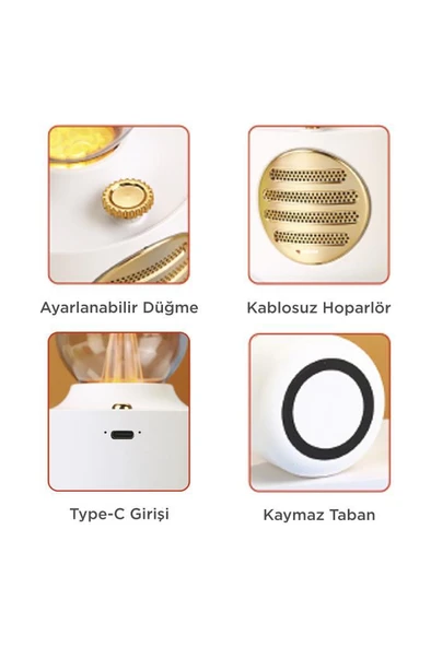Torima D53 Nikel Vintage Gaz Lambası Taşınabilir Bluetooth Speaker Ayarlanabilir Işıklı USB Şarjlı - 3