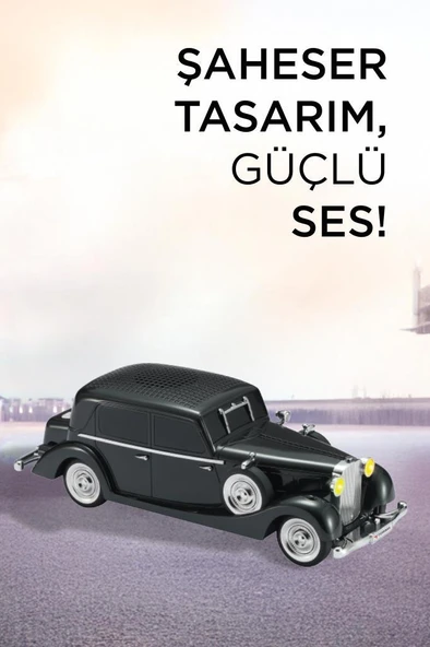 Torima D55 Siyah Retro Araba Tasarımlı Bluetooth Hoparlör  2x5W  FM + USB + TF Kart - Resim 2