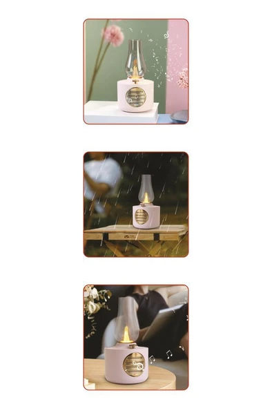 Torima D53 Pembe Vintage Gaz Lambası Taşınabilir Bluetooth Speaker Ayarlanabilir Işıklı USB Şarjlı - Resim 6