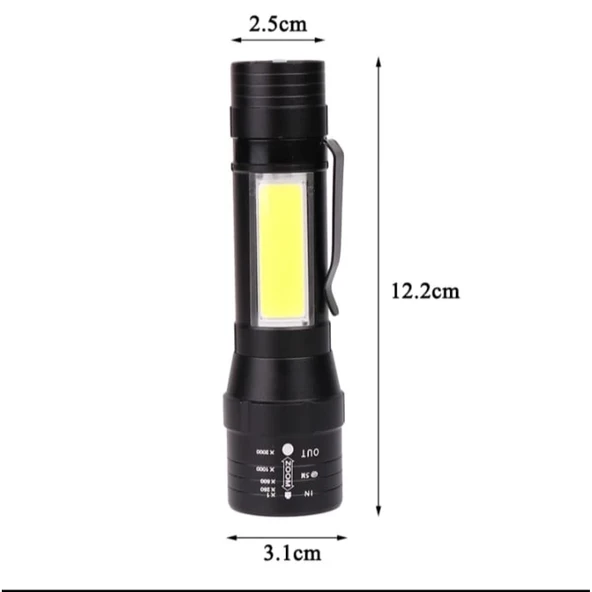 Wuben Wb-017 Zoomlu Şarjlı Cob Led Güçlü El Feneri - 4
