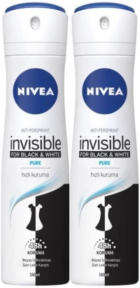 Nivea Invısıble Black&White Pure Bayan Deosprey 150 Ml 2'Li Paket ürün görseli