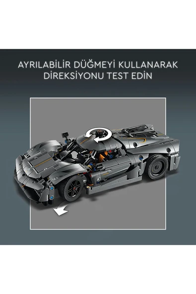 ® Technic Koenigsegg Jesko Absolut Gri Hiper Araba 42173 - 10+ Oyuncak Model Yapım Seti (801 Pr) - 8