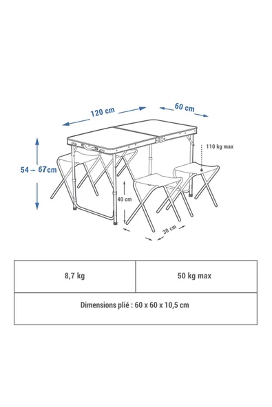Exent Katlanır KADEMELİ Çantalı Masa, TABURESİZ - 5