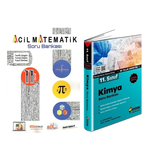 Acil Yayınları 11. Sınıf Acil Matematik ve Aydın Kimya Soru Bankası Seti 2 Kitap ürün görseli 1