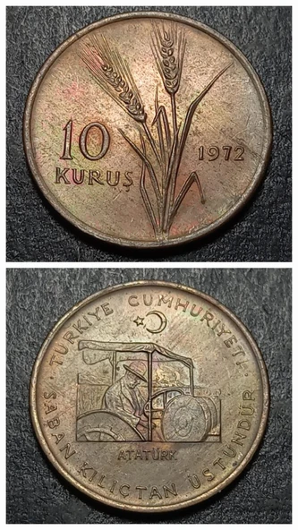 Escoines 399636889991fac84b FAO 10 Kuruş 1972 “Saban Kılıçtan Üstündür” ÇA Bakır Para