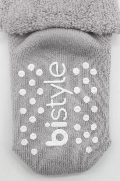 CEYLAN ADAM   Bistyle Çemberli Kaymaz Havlu Soket Çorap 2'Li BS10503 İndigo Gri - Resim 5