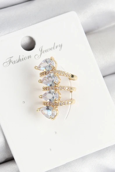 Pirinç Zirkon Taşlı Damla Model Gold Renk Sağ Kıkırdak Küpe - EBJ250802W36992 ürün görseli