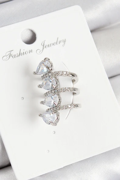 Pirinç Zirkon Taşlı Damla Model Gümüş Renk Sağ Kıkırdak Küpe - EBJ250802W36991 ürün görseli