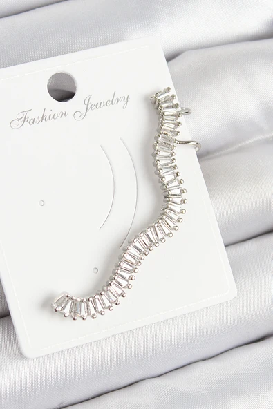 Pirinç Su Yolu Model Gümüş Renk Sağ Kıkırdak Küpe - EBJ250802W36982 ürün görseli