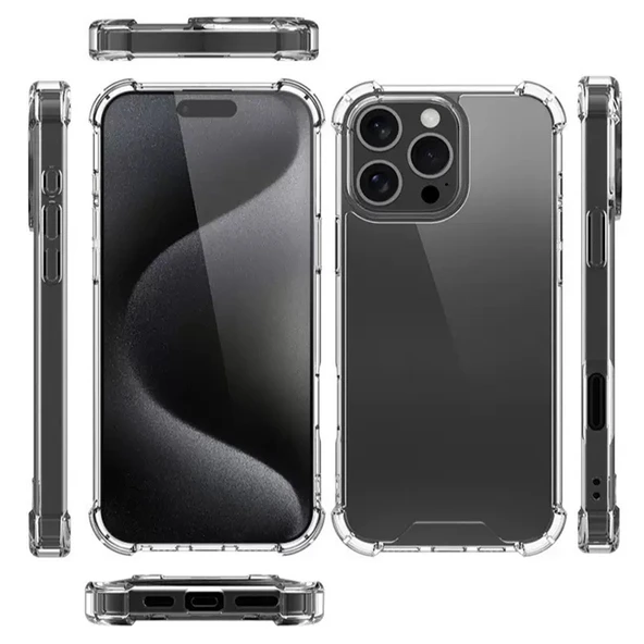 iPhone 16 Pro Kılıf Kılıf Nitro Anti Shock Darbe Emici Köşe Korumalı Şeffaf Silikon Kapak - Resim 2