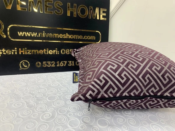 NİVEMESHOME MONET ZİGZAG ELYAF DOLGULU KIRLENT MÜRDÜM 45 X 45 - Resim 4