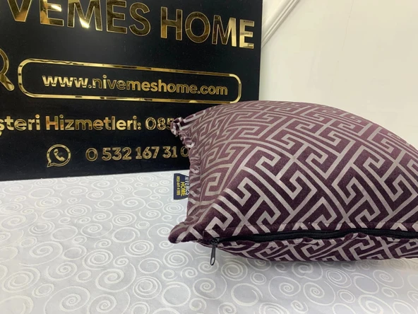 NİVEMESHOME MONET ZİGZAG ELYAF DOLGULU KIRLENT MÜRDÜM 45 X 45 - 4