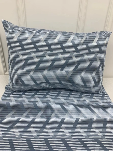 NİVEMESHOME MAVİ ÇİZGİLİ DESEN 2 Lİ YASTIK KILIFI KAPAKLI 50X70