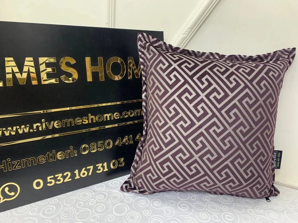 NİVEMESHOME MONET ZİGZAG ELYAF DOLGULU KIRLENT MÜRDÜM 45 X 45 - Resim 3