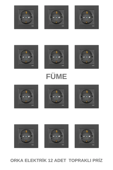 Viko Viko Novella Füme 12 Adet Topraklı Priz Çerçeve Dahil - 1