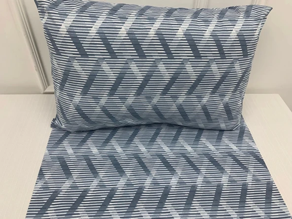 NİVEMESHOME MAVİ ÇİZGİLİ DESEN 2 Lİ YASTIK KILIFI KAPAKLI 50X70 - 3