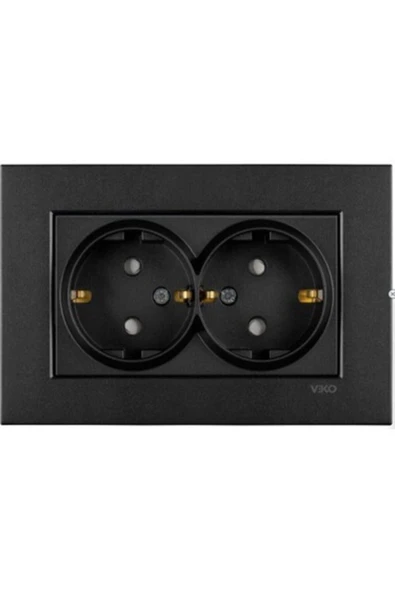 Viko Novella Ikili Topraklı Priz Çocuk Korumalı Tek Kasa (Siyah) (Aynı Gün Kargo) ürün görseli 1