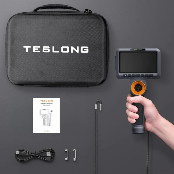 Teslong 360 Işıklı 4 Yönlü Eklemli Boroskop, 5 Inc - 6.5mm Çap - 1.5m Kablo - 8