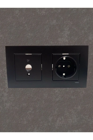 Viko Viko Novella Siyah 2'Li Set F Konnektörlü Tv Priz-Topraklı Priz Çocuk Korumalı ürün görseli 1