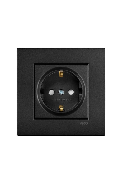 Viko Novella Topraklı Priz Siyah (Çerçeve Dahil) ürün görseli 1