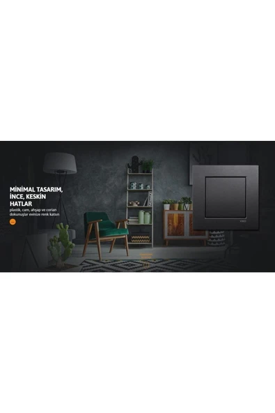 Viko Novella Siyah Renkli Anahtar Tekli Düğme Çerçeve Dahil Siyah - Resim 3