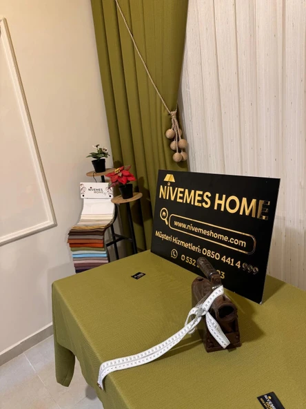 NİVEMESHOME KETEN TREND MASA ÖRTÜSÜ YEŞİL APM - 3