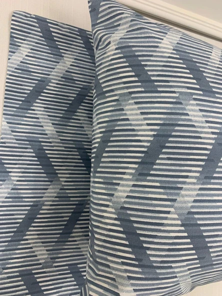 NİVEMESHOME MAVİ ÇİZGİLİ DESEN 2 Lİ YASTIK KILIFI KAPAKLI 50X70 - Resim 6