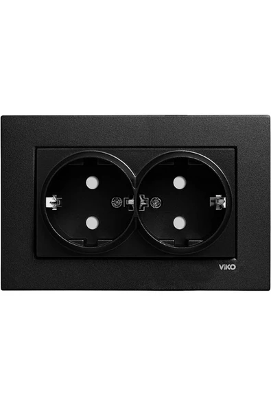 Viko Viko Novella Siyah Ikili Toprakli Priz Çocuk Koruma ürün görseli 1